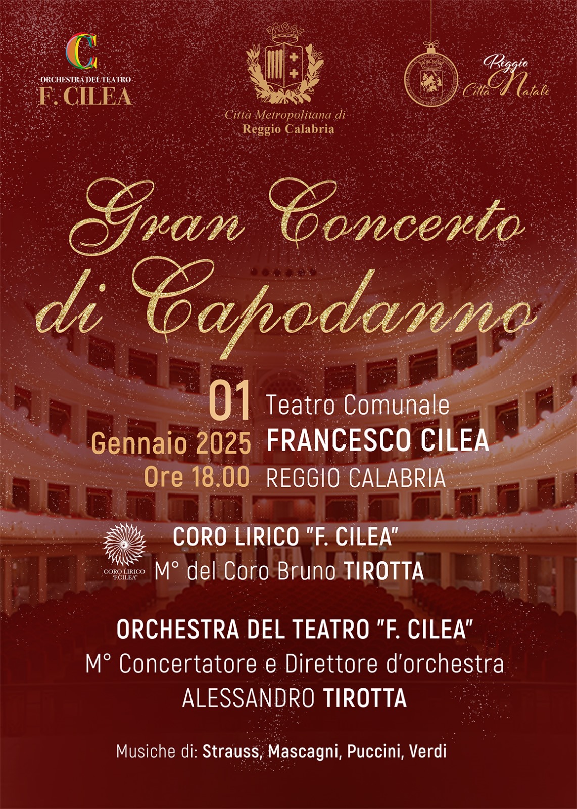 Tutto pronto per il Gran Concerto di Capodanno della Citt� Metropolitana: appuntamento l\'1 gennaio alle 18.00 al Teatro Francesco Cilea
